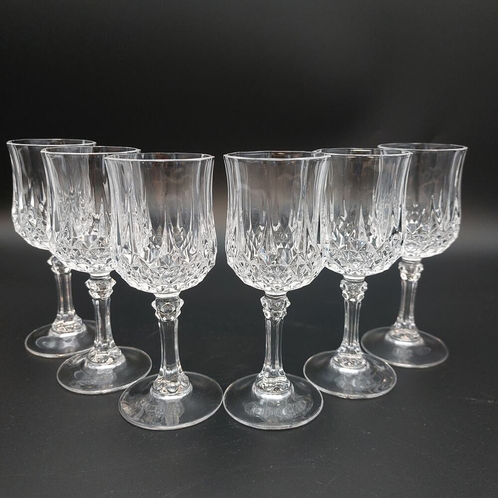Set of 6 Cristal dArques Longchamp Cordial Glasses 4.5" Crystal Liqueur France